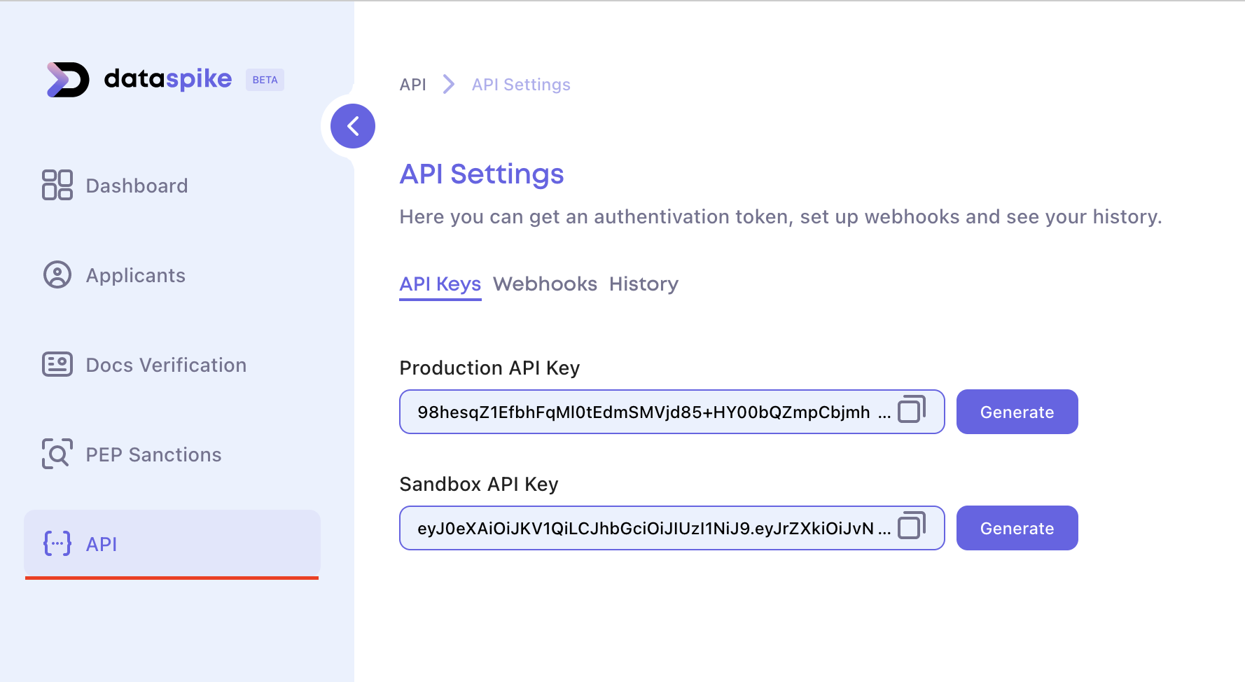 Dataspike API Configuration